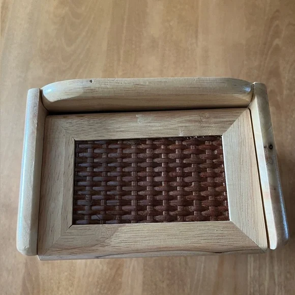 Wood Rattan Recipe Box